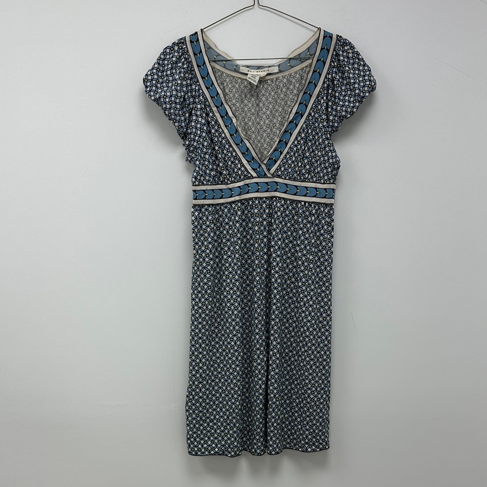 Max Studio Blue and Black Patterned Midi Dress